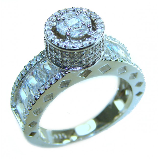 Large and Solid Luxurious 9.2 carat White Topaz .925 Sterling Silver handcrafted Ring s. 8 - photo 3