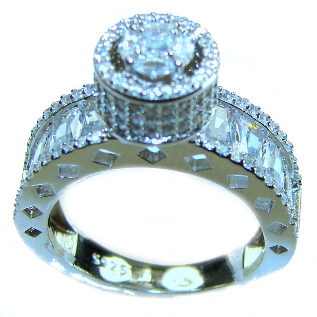 Large and Solid Luxurious 9.2 carat White Topaz .925 Sterling Silver handcrafted Ring s. 8 - photo 2