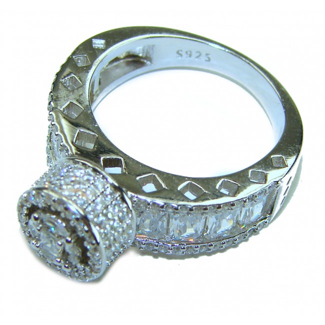Large and Solid Luxurious 9.2 carat White Topaz .925 Sterling Silver handcrafted Ring s. 8 - photo 1