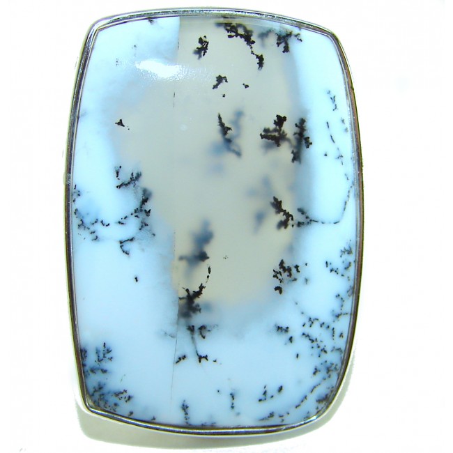 LARGE Top Quality Dendritic Agate .925 Sterling Silver handcrafted Ring s. 7 adjustable