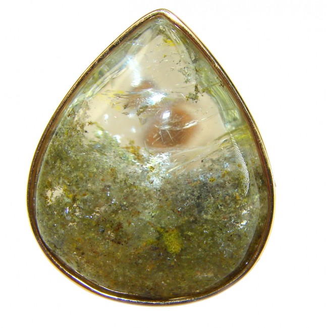 Magic genuine Phantom Quartz 18K Gold over .925 Sterling Silver handmade Cocktail Ring s. 6 adjustable - photo 3