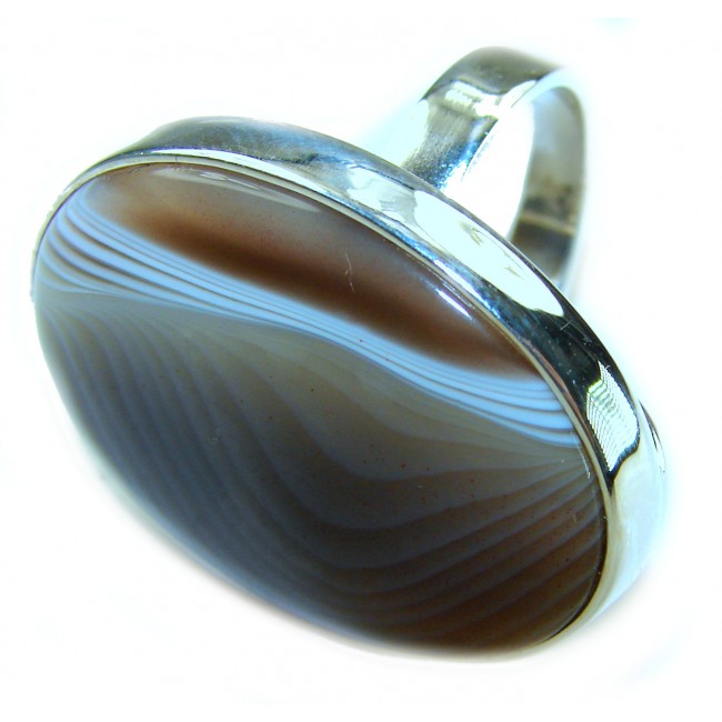 Sahara Dune Top Quality Botswana Agate .925 Sterling Silver handcrafted Ring s. 8 adjustable