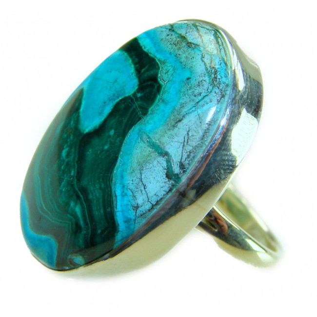 Great quality Parrot's Wings Chrysocolla .925 Sterling Silver handcrafted Ring size 7 adjustable