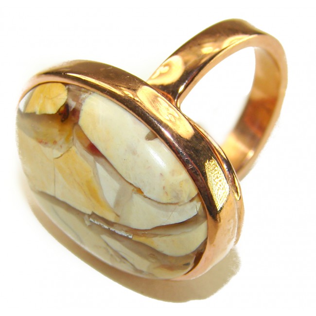 Flawless Australian Bracciated Mookaite .925 Sterling Silver Ring size 8 adjustable