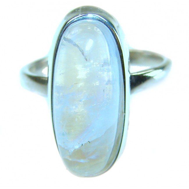 Rainbow Moonstone .925 Sterling Silver handmade ring s. 8