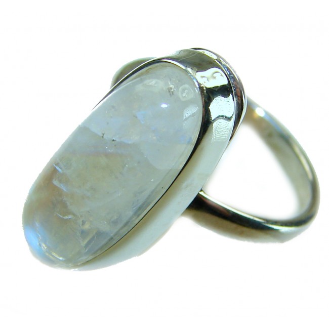 Rainbow Moonstone .925 Sterling Silver handmade ring s. 8