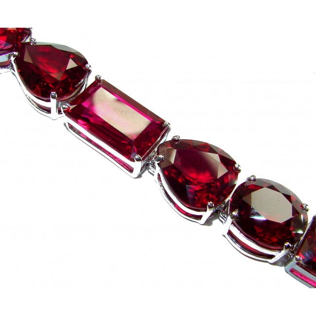 Tiffany - Magnificent 125.5 carat Red Garnet .925 Sterling Silver handcrafted Heavy Bracelet