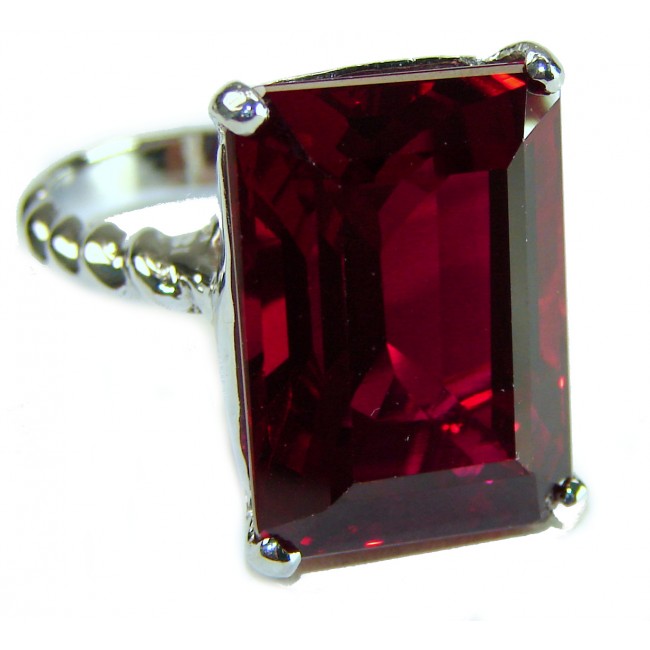 Bella Rosa Genuine 25.8 CARAT Ruby .925 Sterling Silver Large Statement Ring size 6