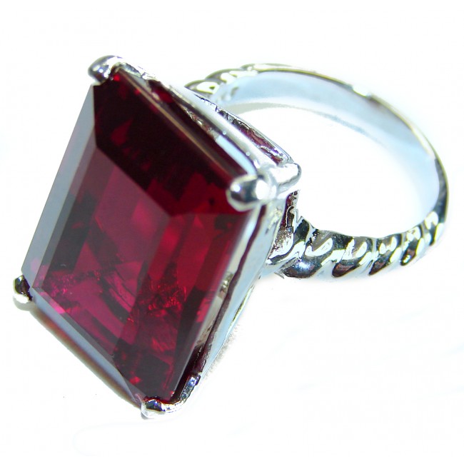 Bella Rosa Genuine 25.8 CARAT Ruby .925 Sterling Silver Large Statement Ring size 6
