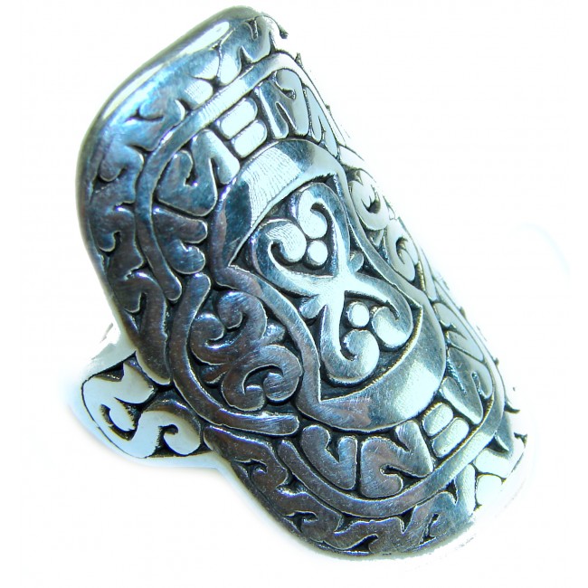 Large and Solid Bali made .925 Sterling Silver ring size 9