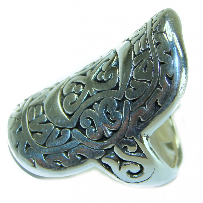 Large and Solid Bali made .925 Sterling Silver ring size 9