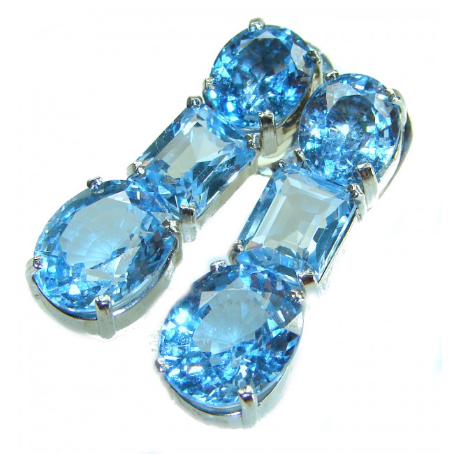 Atlantica 22.7 carat Swiss Blue Topaz .925 Sterling Silver Handcrafted Statement earrings - photo 3