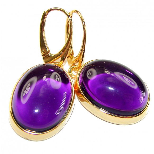 Lavender Beauty authentic 16.2 carat Amethyst 14K Gold over .925 Sterling Silver handcrafted earrings