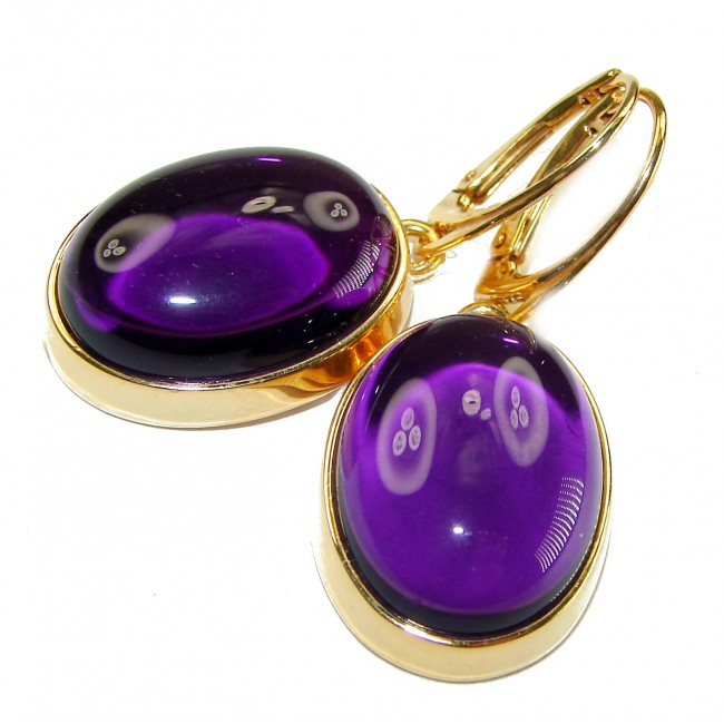Lavender Beauty authentic 16.2 carat Amethyst 14K Gold over .925 Sterling Silver handcrafted earrings
