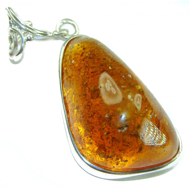Prehistoric Authentic Golden Baltic Amber .925 Sterling Silver beautifully handcrafted Pendant