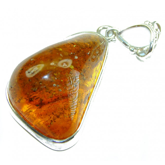 Prehistoric Authentic Golden Baltic Amber .925 Sterling Silver beautifully handcrafted Pendant