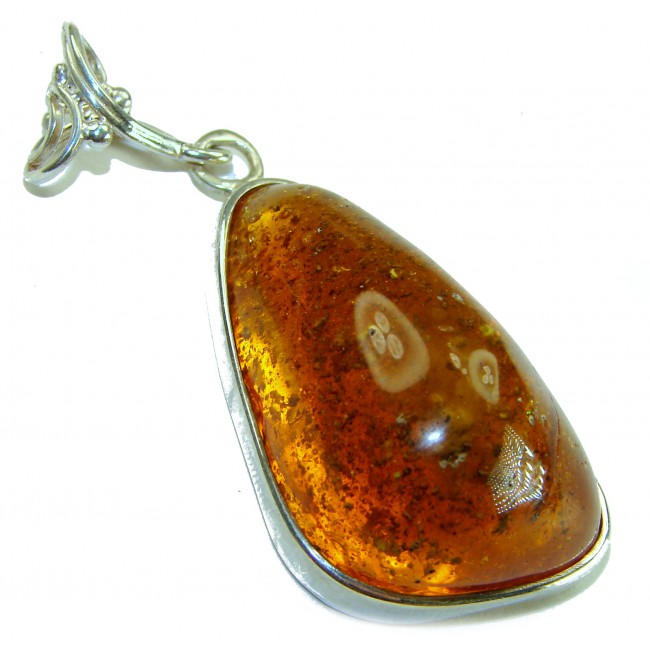 Prehistoric Authentic Golden Baltic Amber .925 Sterling Silver beautifully handcrafted Pendant