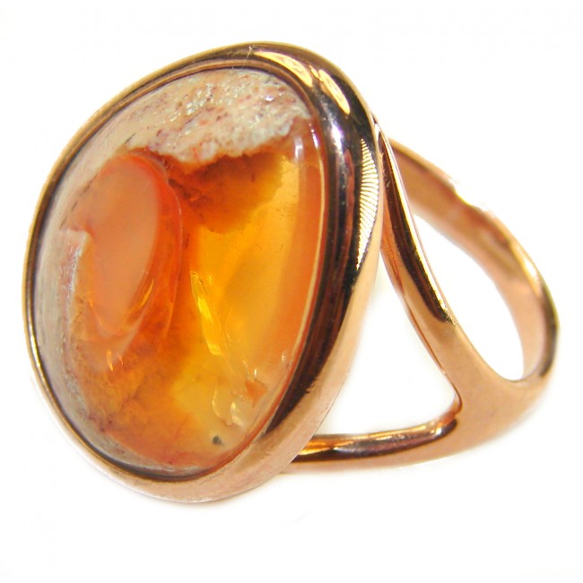 Bonfire Night best quality 27.4 carat Mexican Opal .925 Sterling Silver dipped in 18K Gold handmade ring 6