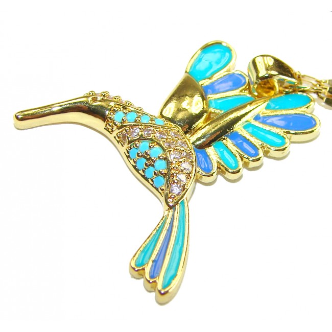 Exotic Bird- Vintage style- authentic inlay Turquoise .925 Sterling Silver handcrafted necklace