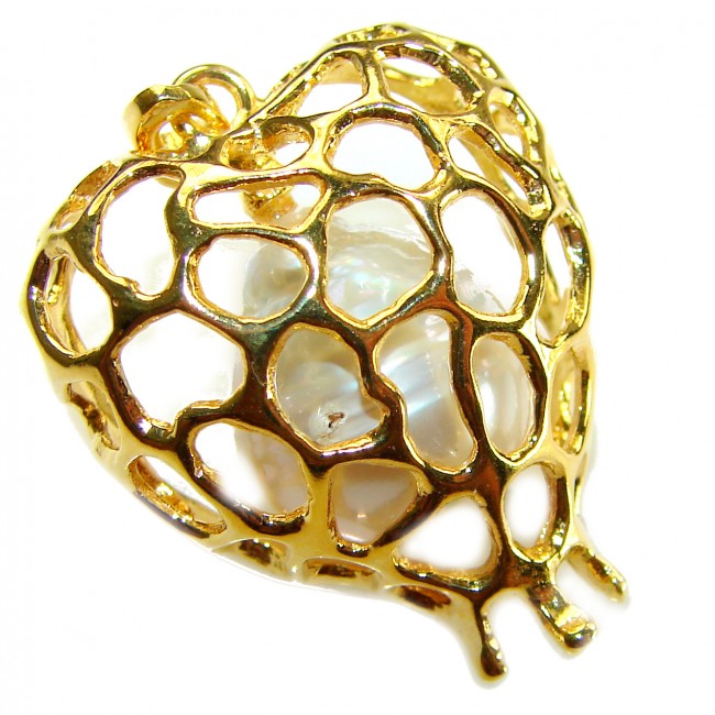 Precious Angels Wings genuine Pearl 14k Gold over .925 Sterling Silver handmade Pendant