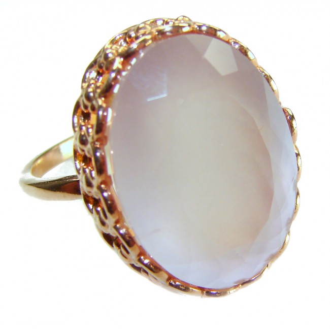 Authentic 29.5 carat Brazilian Rose Quartz 18K Rose Gold over .925 Sterling Silver incredible Ring size 10