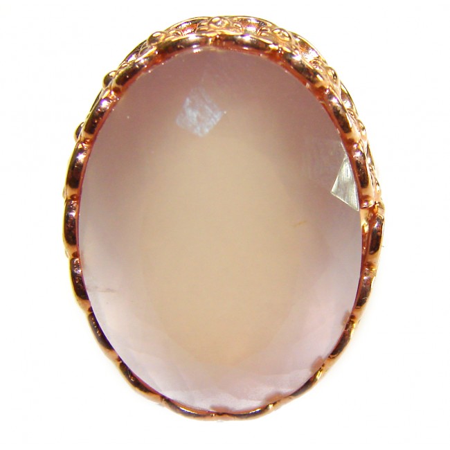 Authentic 29.5 carat Brazilian Rose Quartz 18K Rose Gold over .925 Sterling Silver incredible Ring size 10