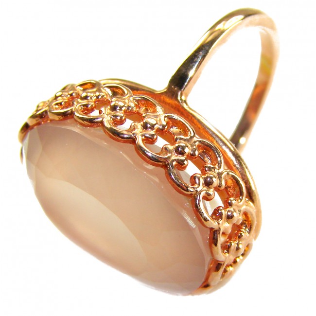 Authentic 29.5 carat Brazilian Rose Quartz 18K Rose Gold over .925 Sterling Silver incredible Ring size 10