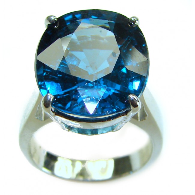 Deep Blue 10.8 carat Aquamarine .925 Sterling Silver handcrafted ring size 6 - photo 3