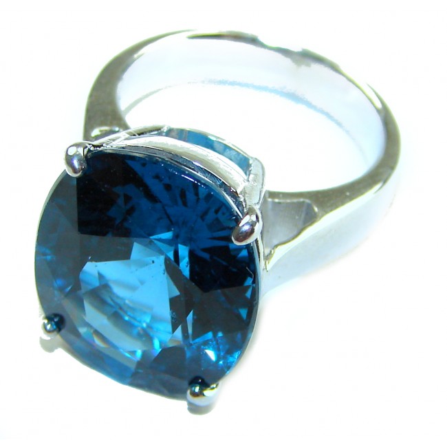 Deep Blue 10.8 carat Aquamarine .925 Sterling Silver handcrafted ring size 6 - photo 2
