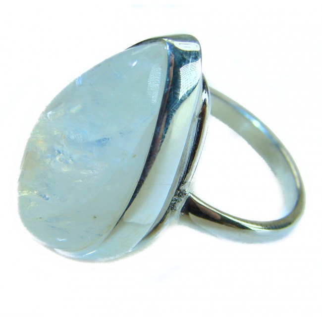 Rainbow Moonstone .925 Sterling Silver handmade ring s. 7 1/4