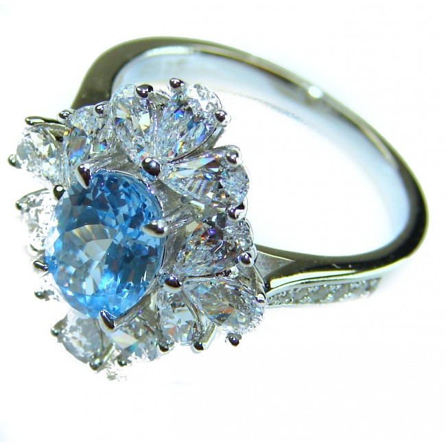 Emily 12.5 carat Swiss Blue Topaz .925 Sterling Silver handmade Statement Ring size 9 - photo 1