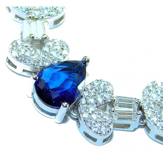 Art deco - Magnificent Jewel 6.5 carat Sapphire .925 Sterling Silver handcrafted incredible Bracelet