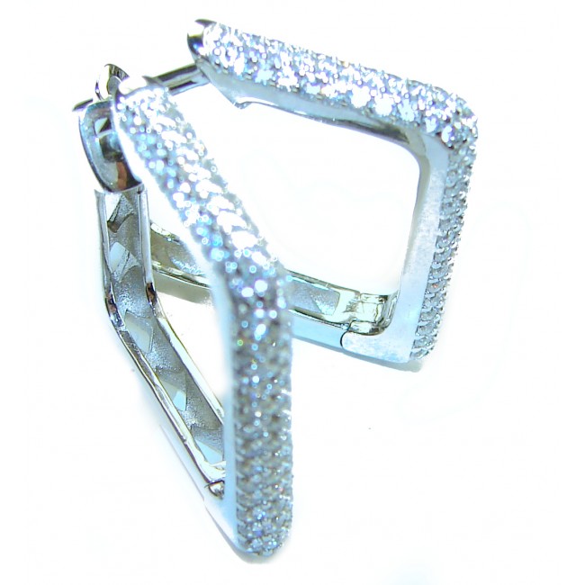 Allure Natural 8.2 carat White Topaz .925 Sterling Silver handcrafted hoop earrings - photo 3