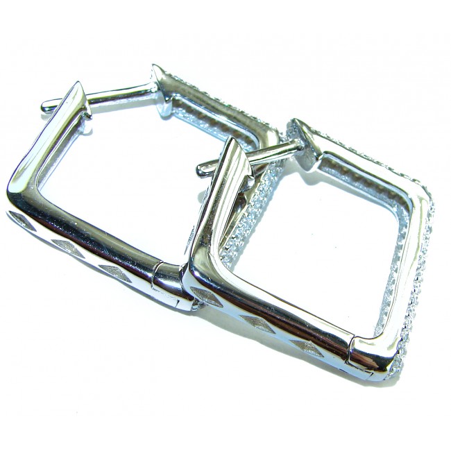 Allure Natural 8.2 carat White Topaz .925 Sterling Silver handcrafted hoop earrings - photo 2