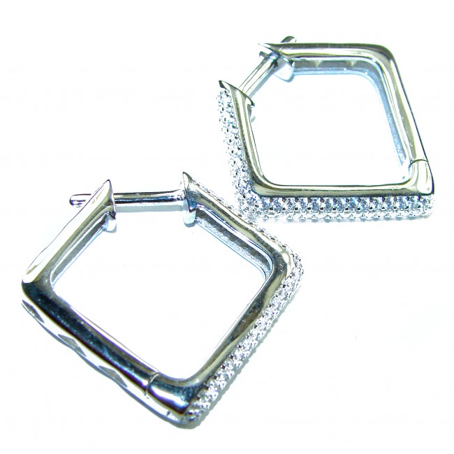 Allure Natural 8.2 carat White Topaz .925 Sterling Silver handcrafted hoop earrings - photo 1