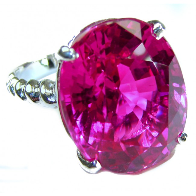 Blooming Beauty oval cut 28.8 carat Pink Sapphire .925 Silver handcrafted Cocktail Ring s. 5 1/4