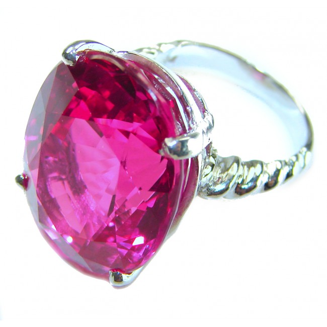 Blooming Beauty oval cut 28.8 carat Pink Sapphire .925 Silver handcrafted Cocktail Ring s. 5 1/4