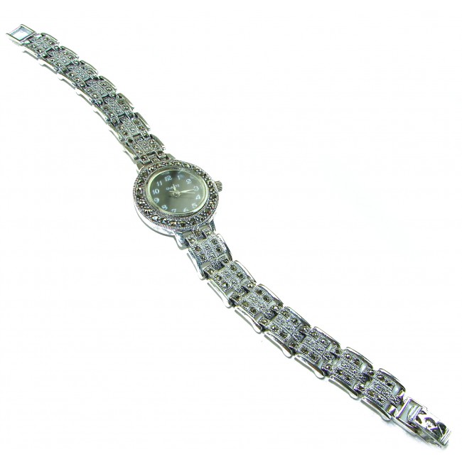 Precious 59.8 carat MARCASITE .925 Sterling Silver handmade Bracelet - Watch