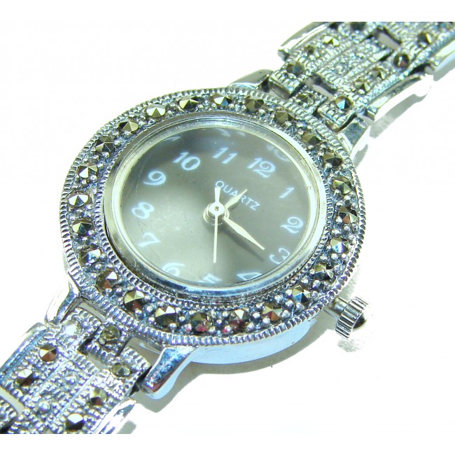 Precious 59.8 carat MARCASITE .925 Sterling Silver handmade Bracelet - Watch