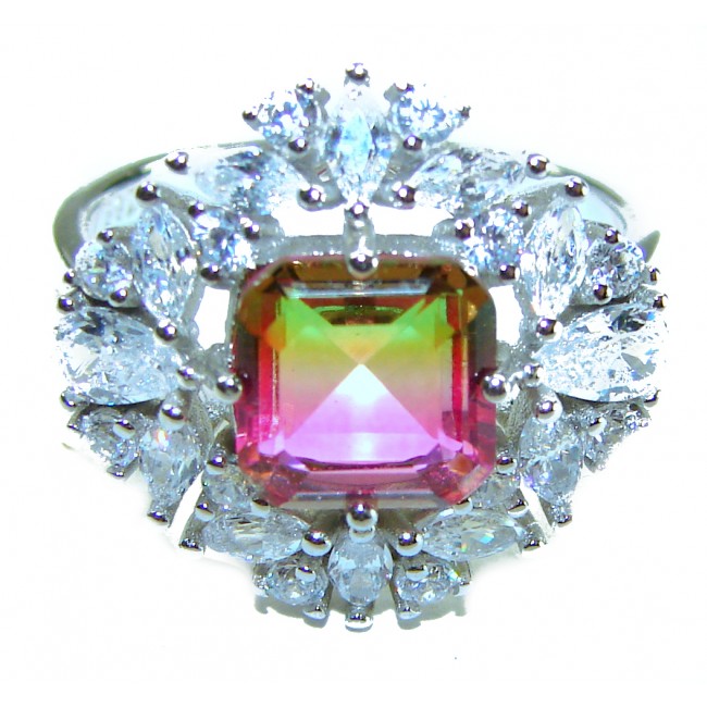 4.8 carat Brazilian Tourmaline .925 Sterling Silver Perfectly handcrafted Ring s. 8 1/4
