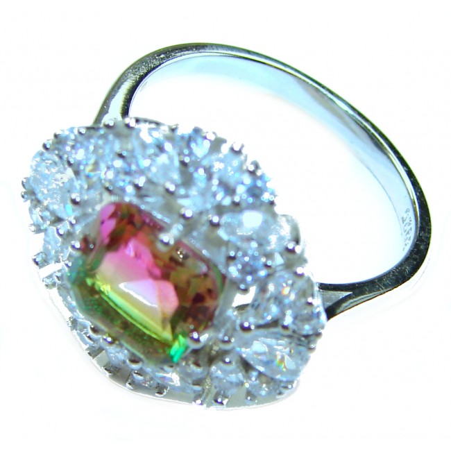 4.8 carat Brazilian Tourmaline .925 Sterling Silver Perfectly handcrafted Ring s. 8 1/4