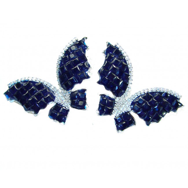 Magnificent Jewel Sapphire Butterflies .925 Sterling Silver handcrafted incredible earrings - photo 3