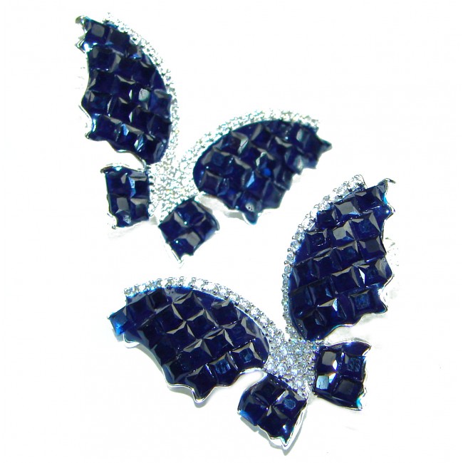 Magnificent Jewel Sapphire Butterflies .925 Sterling Silver handcrafted incredible earrings - photo 2
