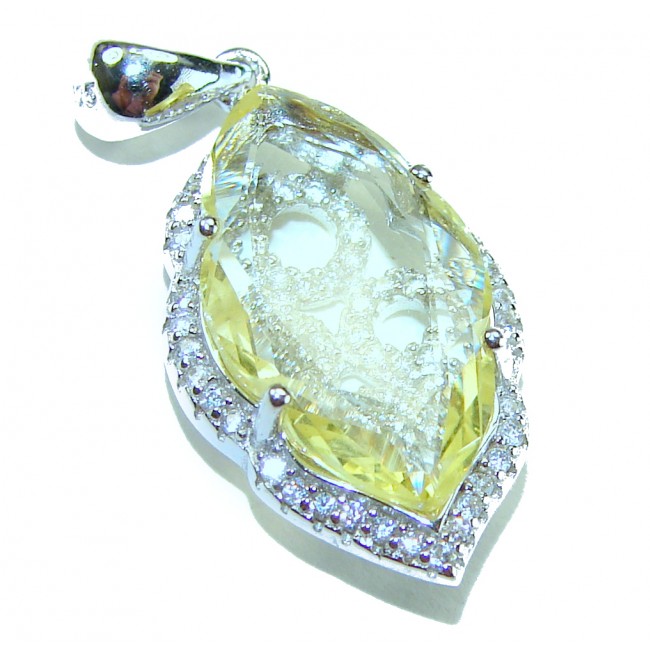 Divine Beauty 10.5 carat Lemon Quartz .925 Sterling Silver Handcrafted .925 Sterling Silver handcrafted pendant