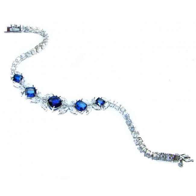 Gabriella 22.2 carat authentic Sapphire rhodium over .925 Sterling Silver handcrafted Statement Bracelet