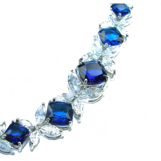 Gabriella 22.2 carat authentic Sapphire rhodium over .925 Sterling Silver handcrafted Statement Bracelet
