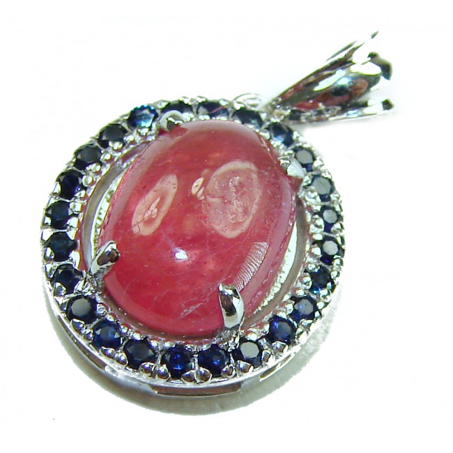 Melissa - Authentic 8.7 carat Ruby .925 Sterling Silver handcrafted Pendant - Close-up of Melissa 8.7 carat ruby pendant in .925 sterling silver