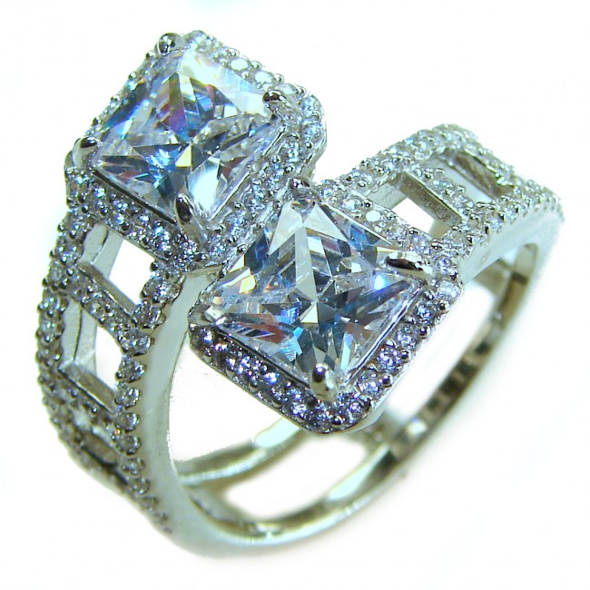 Allure Natural 11.2 carat White Topaz .925 Sterling Silver handcrafted Ring s. 8 - photo 3