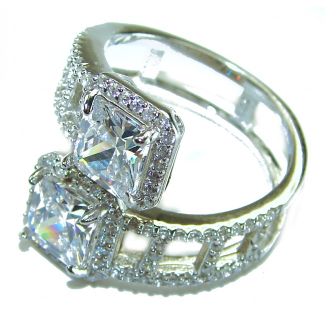 Allure Natural 11.2 carat White Topaz .925 Sterling Silver handcrafted Ring s. 8 - photo 1