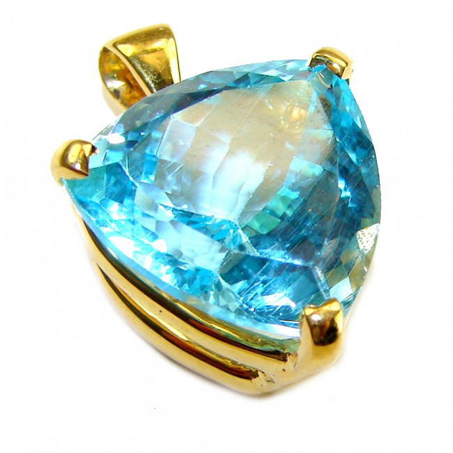 Atlantica TRILLION cut 12.9 carat Swiss Blue Topaz 18K Gold over .925 Sterling Silver Handcrafted Pendant - photo 4
